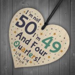 Handmade Wooden Heart 50th Brithday Novelty Gift For Friend 