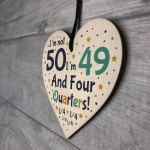 Handmade Wooden Heart 50th Brithday Novelty Gift For Friend 