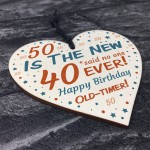 Happy 50th Birthday Wooden Heart Sign Novelty 50th Birthday Gift