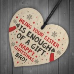 Brother Christmas Gift Funny Novelty Wood Heart Gift From Sister