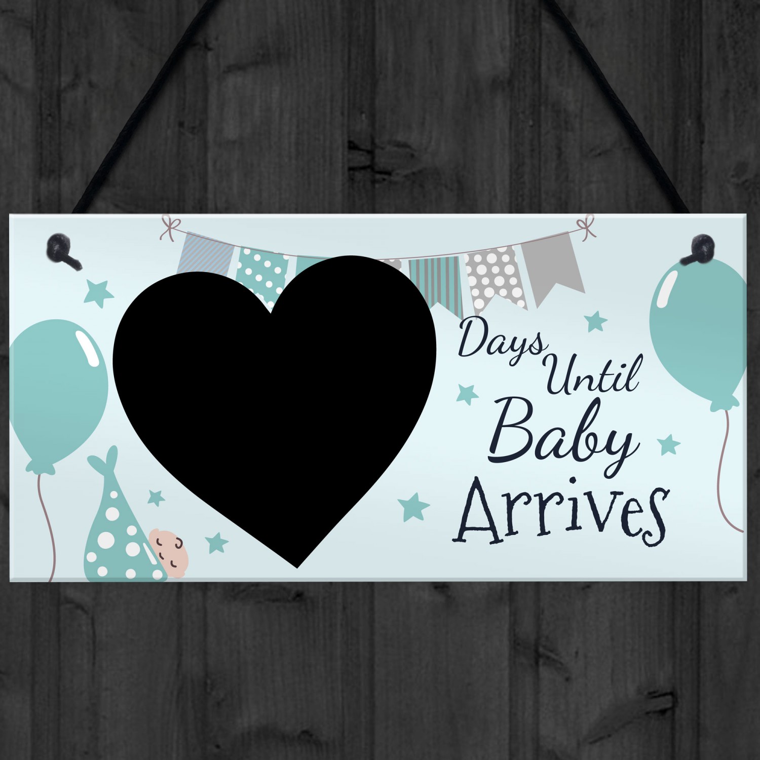 Personalised New Baby Countdown Chalkboard Plaque Gift Pregnancy Baby Shower