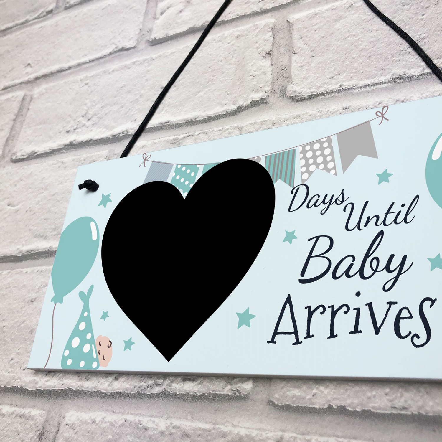 Personalised New Baby Countdown Chalkboard Plaque Gift Pregnancy Baby Shower