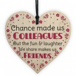 Handmade Wood Hanging Heart Plaque Gift for Colleague Keepsake