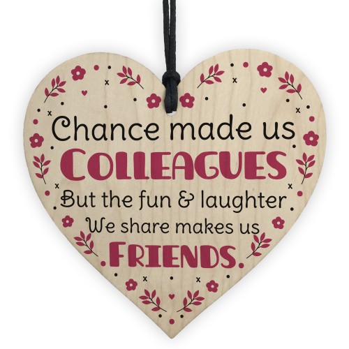Handmade Wood Hanging Heart Plaque Gift for Colleague Keepsake