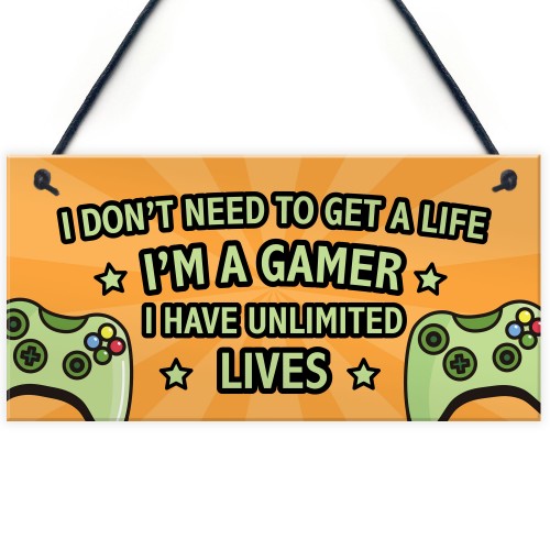 Gaming Sign Retro Hanging Door Plaque For Boys Bedroom Man Cave