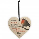 Christmas Robin Memorial Wood Heart Tree Decoration Dad Memorial