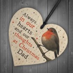 Christmas Robin Memorial Wood Heart Tree Decoration Dad Memorial