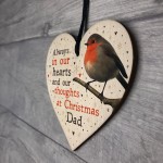 Christmas Robin Memorial Wood Heart Tree Decoration Dad Memorial