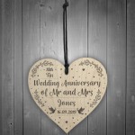 10th Tin Wedding Anniversary Gift Personalised Heart Mr & Mrs