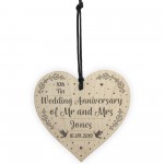 10th Tin Wedding Anniversary Gift Personalised Heart Mr & Mrs