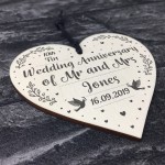 10th Tin Wedding Anniversary Gift Personalised Heart Mr & Mrs