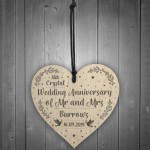 15th Crystal Wedding Anniversary Gift Personalised Heart Mr& Mrs