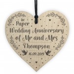 1st Paper Wedding Anniversary Gift Personalised Heart Mr & Mrs