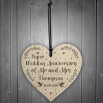 1st Paper Wedding Anniversary Gift Personalised Heart Mr & Mrs