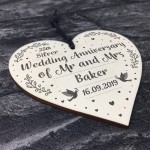 25th Silver Wedding Anniversary Gift Personalised Heart Mr & Mrs