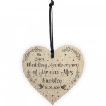4th Linen Wedding Anniversary Gift Personalised Heart Mr & Mrs