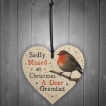 hristmas Robin Memorial Wood Heart Grandad Memorial Gift Plaque