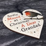 hristmas Robin Memorial Wood Heart Grandad Memorial Gift Plaque