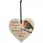 Christmas Robin Memorial Wood Heart Nan Memorial Gift Tree Decor