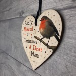 Christmas Robin Memorial Wood Heart Nan Memorial Gift Tree Decor