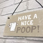 Beige Bathroom Toilet Novelty Plaque Home Decor Sign Funny 