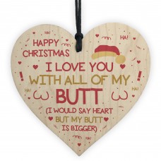 Funny Rude Christmas Gift Wood Heart Christmas Card For Husband
