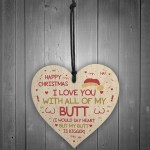 Funny Rude Christmas Gift Wood Heart Christmas Card For Husband