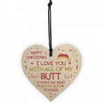 Funny Rude Christmas Gift Wood Heart Christmas Card For Husband