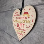 Funny Rude Christmas Gift Wood Heart Christmas Card For Husband