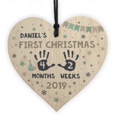 Babys First Christmas Wooden Heart 1st Christmas Bauble New Baby