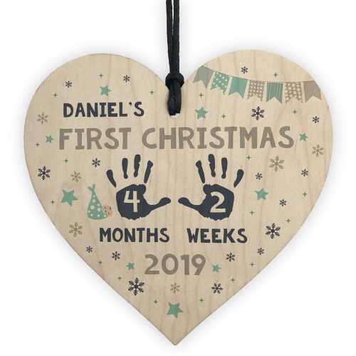 Babys First Christmas Wooden Heart 1st Christmas Bauble New Baby