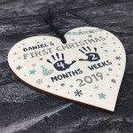 Babys First Christmas Wooden Heart 1st Christmas Bauble New Baby