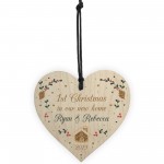 1st Christmas In Our New Home Personalised Wood Heart Tree Decor