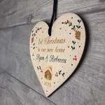 1st Christmas In Our New Home Personalised Wood Heart Tree Decor