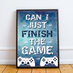 Blue Gaming Print Framed Gift For Gamer Son Dad Boys Bedroom