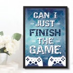 Blue Gaming Print Framed Gift For Gamer Son Dad Boys Bedroom