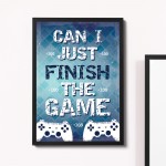 Blue Gaming Print Framed Gift For Gamer Son Dad Boys Bedroom