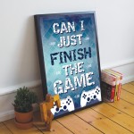 Blue Gaming Print Framed Gift For Gamer Son Dad Boys Bedroom