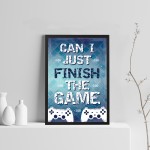 Blue Gaming Print Framed Gift For Gamer Son Dad Boys Bedroom