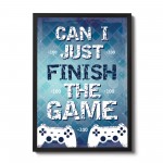Blue Gaming Print Framed Gift For Gamer Son Dad Boys Bedroom