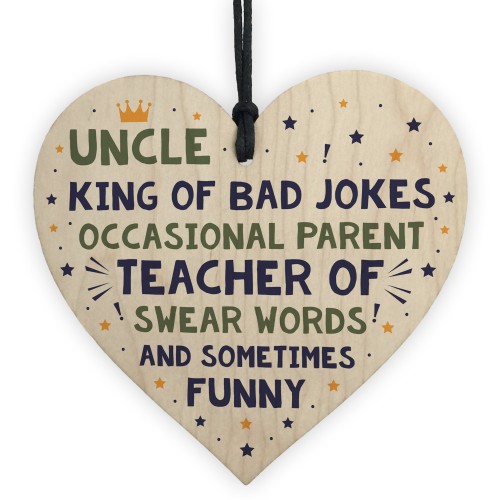 Funny Gift For Uncle Birthday Christmas Present Wood Heart