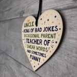Funny Gift For Uncle Birthday Christmas Present Wood Heart