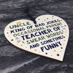 Funny Gift For Uncle Birthday Christmas Present Wood Heart