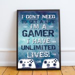 Boys Bedroom Decor Hanging Gaming Print Framed Gamer Gift