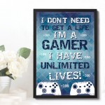 Boys Bedroom Decor Hanging Gaming Print Framed Gamer Gift