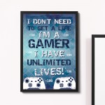 Boys Bedroom Decor Hanging Gaming Print Framed Gamer Gift