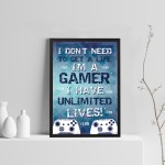 Boys Bedroom Decor Hanging Gaming Print Framed Gamer Gift