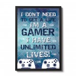Boys Bedroom Decor Hanging Gaming Print Framed Gamer Gift