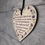 Best Friend Sister Gift Wood Heart Thank You Birthday Xmas Gift
