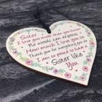 Sister Gifts Best Friend Birthday Christmas Gifts Wooden Heart